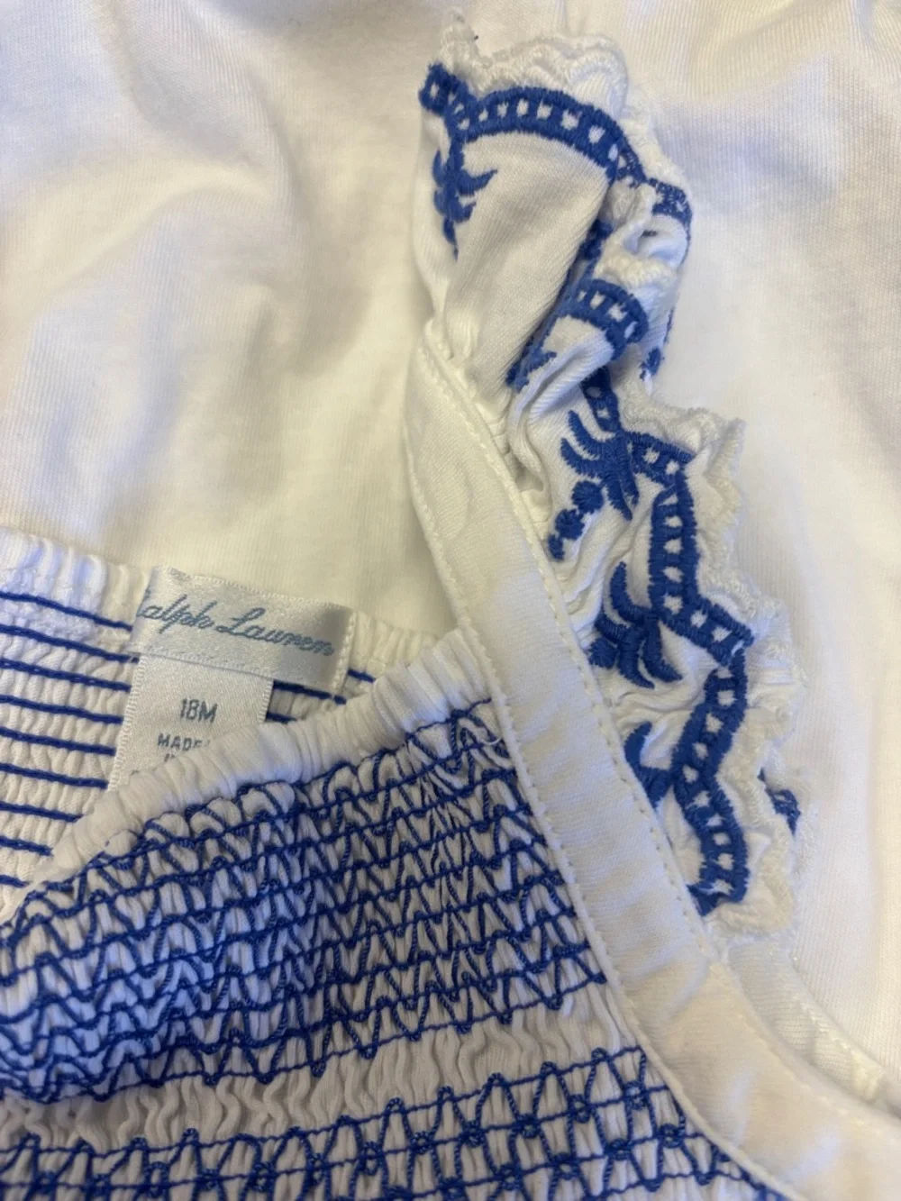 Ralph Lauren summer bubble outfit with Blue Stripe Smocking 18mo